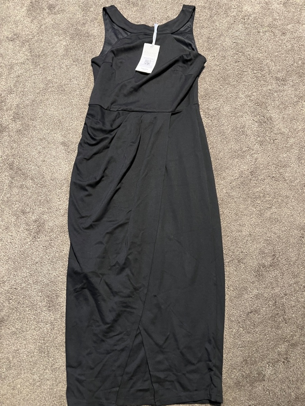 Grace Karin Black Sleeveless Maxi Dress with Draped Front